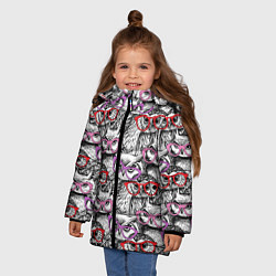 Куртка зимняя для девочки Совы в розовых очках, цвет: 3D-светло-серый — фото 2