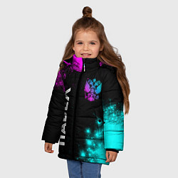 Куртка зимняя для девочки Павел и неоновый герб России вертикально, цвет: 3D-черный — фото 2