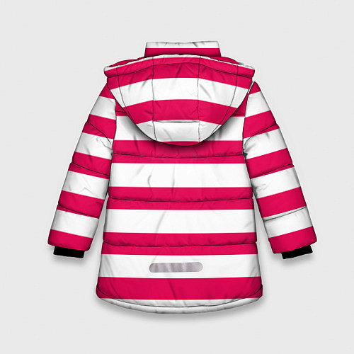 Зимняя куртка для девочки Красно белый узор в полоску / 3D-Черный – фото 2