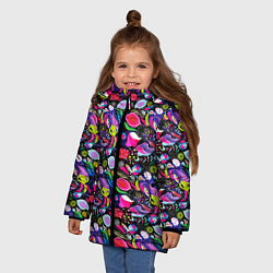 Куртка зимняя для девочки Разноцветный листопад, цвет: 3D-красный — фото 2