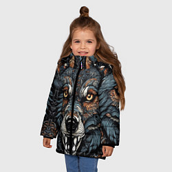 Куртка зимняя для девочки Дикий волк с узорами, цвет: 3D-черный — фото 2
