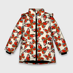 Куртка зимняя для девочки Бабочки хамелеоны, цвет: 3D-черный