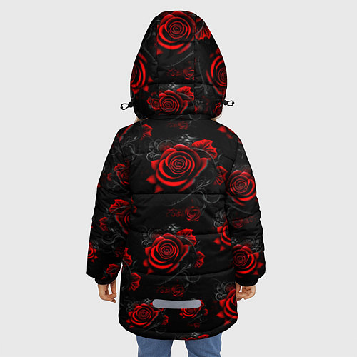 Зимняя куртка для девочки Красные розы цветы / 3D-Красный – фото 4