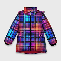 Куртка зимняя для девочки Неоновый паттерн, цвет: 3D-красный