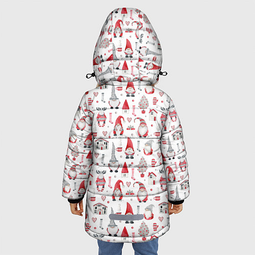 Зимняя куртка для девочки Акварельные гномы / 3D-Красный – фото 4