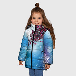 Куртка зимняя для девочки Цунами из новогодних шариков, цвет: 3D-черный — фото 2