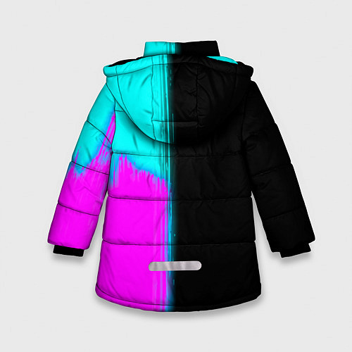 Зимняя куртка для девочки Светлана и неоновый герб России по-вертикали / 3D-Черный – фото 2