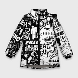 Зимняя куртка для девочки Billie Eilish чернобелые битва лого