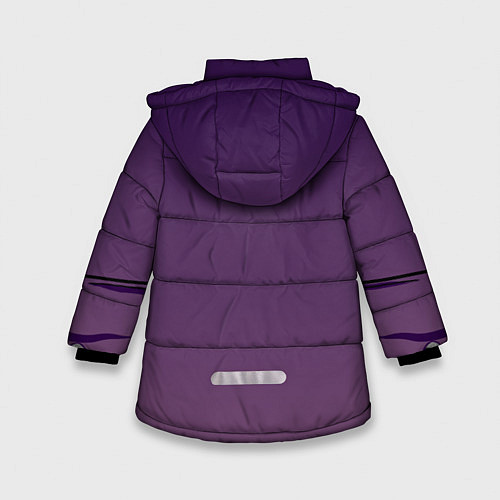 Зимняя куртка для девочки Фиолетовая косуха лича с черепами / 3D-Черный – фото 2