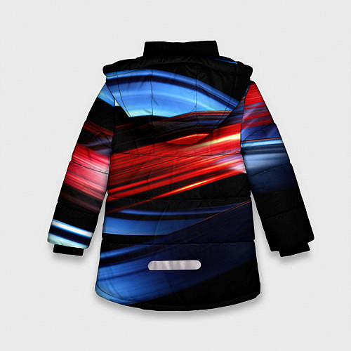Зимняя куртка для девочки Синяя и красная абстракция / 3D-Черный – фото 2