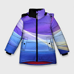 Зимняя куртка для девочки Фиолетовая и голубая абстракция