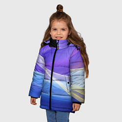 Куртка зимняя для девочки Фиолетовая и голубая абстракция, цвет: 3D-красный — фото 2
