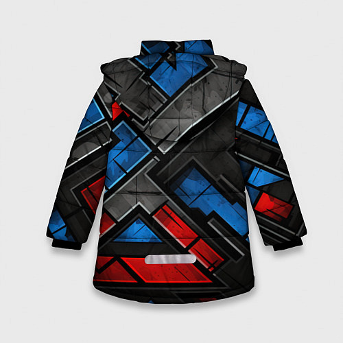 Зимняя куртка для девочки Темная абстракция из геометрических фигур / 3D-Черный – фото 2