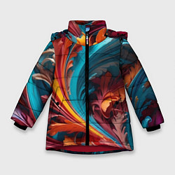 Куртка зимняя для девочки Красивый яркий узорчик, цвет: 3D-красный