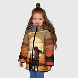 Куртка зимняя для девочки Мать и дитя на закате, цвет: 3D-светло-серый — фото 2