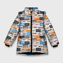 Зимняя куртка для девочки Ретро магнитофонные кассеты