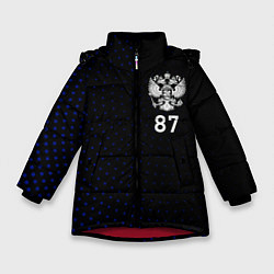 Куртка зимняя для девочки Республика Коми - синие крапинки, цвет: 3D-красный