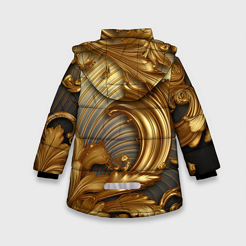 Зимняя куртка для девочки Золотая текстура и абстракции / 3D-Черный – фото 2
