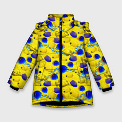 Зимняя куртка для девочки Разноцветные тропические рыбы