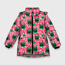 Куртка зимняя для девочки Каракулевые короны, цвет: 3D-светло-серый