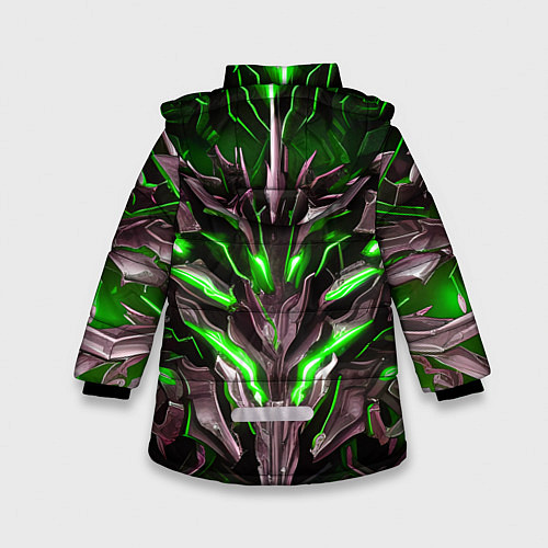 Зимняя куртка для девочки Зелёная кибер броня / 3D-Черный – фото 2