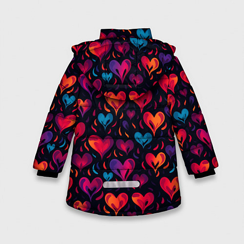 Зимняя куртка для девочки Паттерн с сердцами / 3D-Черный – фото 2