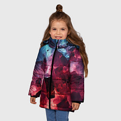 Куртка зимняя для девочки Кубы в красном и фиолетовом дыме, цвет: 3D-красный — фото 2