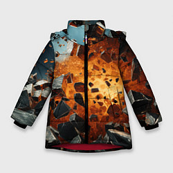 Куртка зимняя для девочки Большой взрыв камней, цвет: 3D-красный