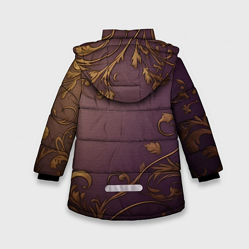 Зимняя куртка для девочки Герб России золотой на фиолетовом фоне / 3D-Красный – фото 2