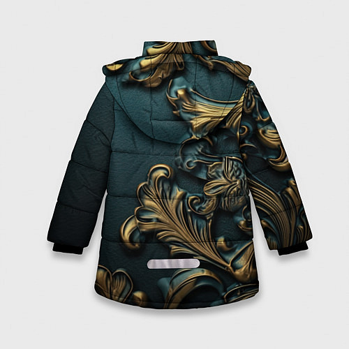 Зимняя куртка для девочки Герб России и бирюзовый фон / 3D-Красный – фото 2
