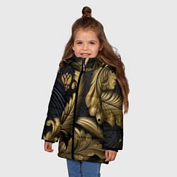 Куртка зимняя для девочки Золотой узор и герб России, цвет: 3D-красный — фото 2