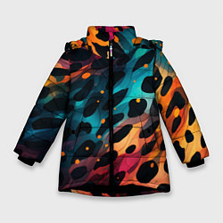 Куртка зимняя для девочки Разноцветный леопардовый паттерн, цвет: 3D-черный