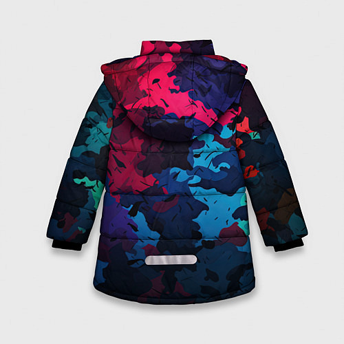 Зимняя куртка для девочки Хаотичный яркий камуфляж / 3D-Светло-серый – фото 2
