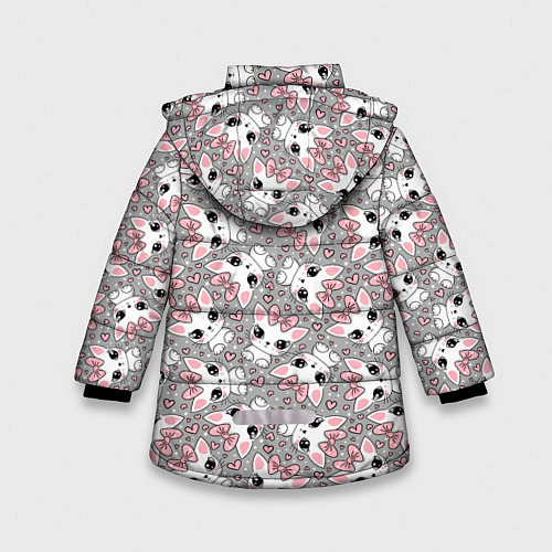 Зимняя куртка для девочки Котята с бантиками / 3D-Черный – фото 2