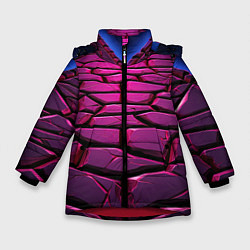 Куртка зимняя для девочки Фиолетовая абстрактная плитка, цвет: 3D-красный
