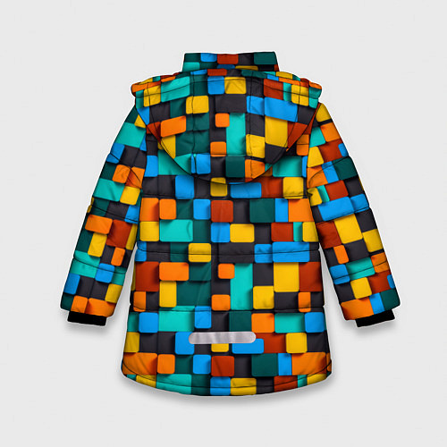 Зимняя куртка для девочки Абстракция стикеры / 3D-Черный – фото 2