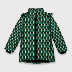 Куртка зимняя для девочки Чешуя зеленого змея, цвет: 3D-черный