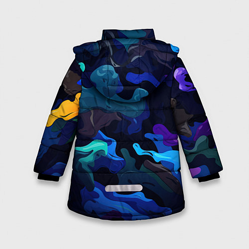 Зимняя куртка для девочки Камуфляж из разноцветных красок / 3D-Черный – фото 2