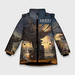 Куртка зимняя для девочки STALKER 2 спутниковые антенны, цвет: 3D-черный