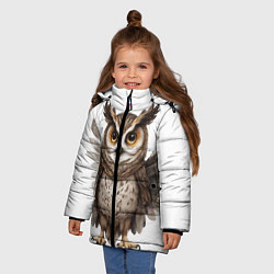 Куртка зимняя для девочки Совушка с крыльями, цвет: 3D-светло-серый — фото 2