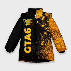 Куртка зимняя для девочки GTA6 - gold gradient по-вертикали, цвет: 3D-черный