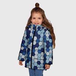 Куртка зимняя для девочки Камуфляж гексагон синий, цвет: 3D-черный — фото 2