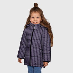Куртка зимняя для девочки Полосы цепочки серо-сиреневый, цвет: 3D-черный — фото 2