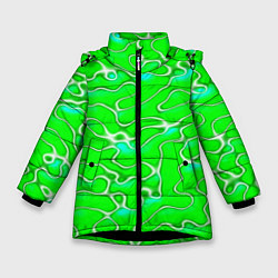 Куртка зимняя для девочки Светло-зеленый камуфляж, цвет: 3D-черный