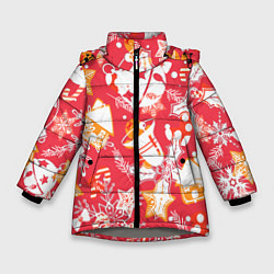 Зимняя куртка для девочки Рождественские узоры колокольчики