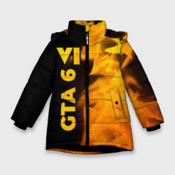 Куртка зимняя для девочки GTA 6 - gold gradient по-вертикали, цвет: 3D-черный