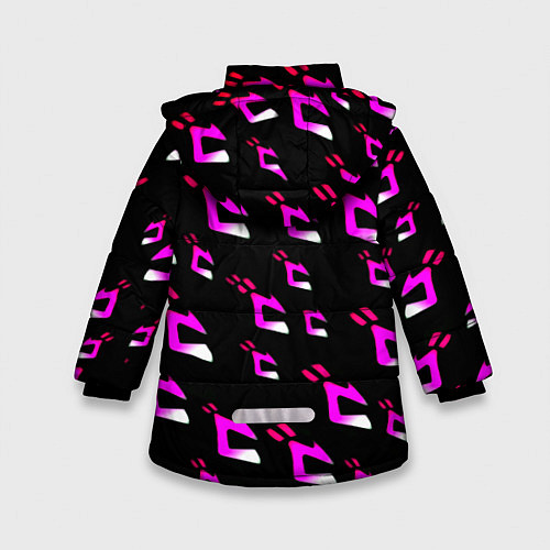 Зимняя куртка для девочки JoJos Bizarre neon pattern logo / 3D-Красный – фото 2