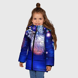 Куртка зимняя для девочки Новогодняя елка с шарами, цвет: 3D-светло-серый — фото 2