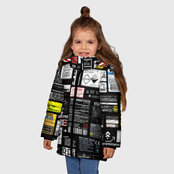 Куртка зимняя для девочки Инженерные шильдики, цвет: 3D-черный — фото 2