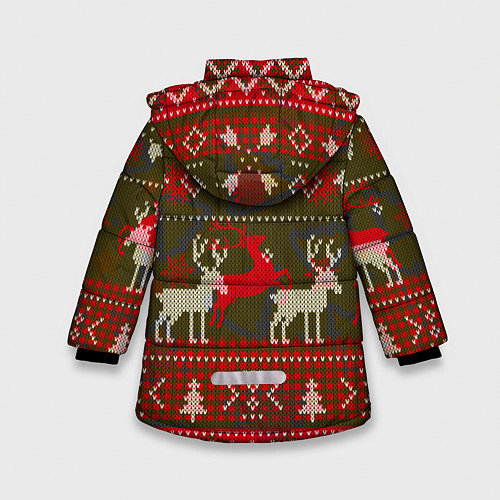 Зимняя куртка для девочки Рождественский орнамент / 3D-Красный – фото 2
